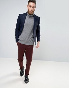 Узкий блейзер цвета индиго из 100% шерсти ASOS - Темно-синий