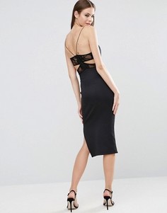 Платье миди с кружевной отделкой сзади ASOS - Черный