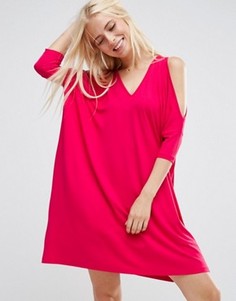 Свободное платье с открытыми плечами ASOS - Розовый
