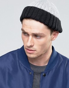 Шапка-бини с контрастным отворотом ASOS Mini - Серый