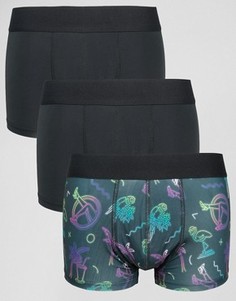Комплект из 3 трусов с заниженной талией из микрофибры ASOS - СКИДКА 20 - Черный