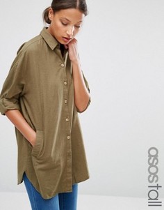 Мягкая саржевая oversize‑рубашка ASOS TALL - Зеленый