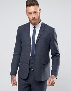 Темно-синий пиджак слим в елочку ASOS - Темно-синий