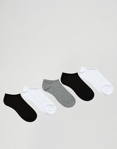 5 пар монохромных низких носков ASOS - СКИДКА - Мульти