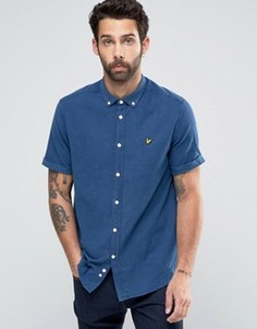 Оксфордская рубашка цвета светло-синего индиго с короткими рукавами Lyle &amp; Scott - Синий