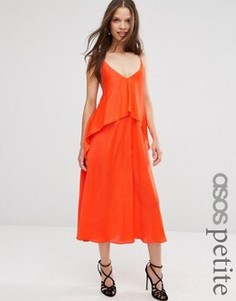 Многослойное платье миди на бретельках ASOS PETITE - Оранжевый