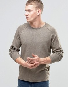 Трикотажный джемпер с необработанными краями и круглым вырезом Jack &amp; Jones Vintage - Бежевый