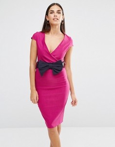 Платье-футляр с запахом и бантом Vesper - Розовый