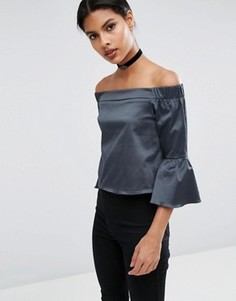Атласный топ ASOS - Серый