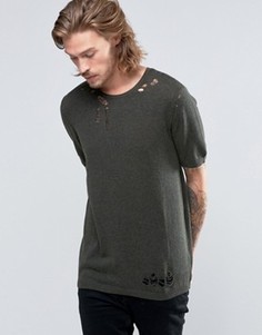 Вязаная футболка ASOS - Зеленый