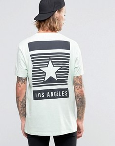 Длинная свободная футболка с принтом Los Angeles Star сзади ASOS - Зеленый