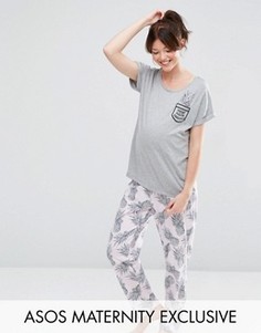 Пижамные футболка и брюки для беременных с ананасами ASOS Maternity - Мульти