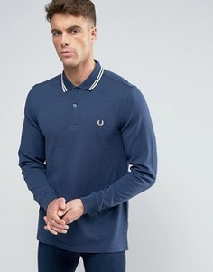 Синяя футболка-поло с длинными рукавами Fred Perry - Синий