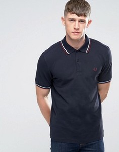 Темно-синяя футболка‑поло с контрастной отделкой Fred Perry - Темно-синий