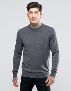 Серый меланжевый джемпер с круглым вырезом Fred Perry - Серый