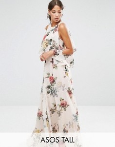 Платье макси с цветочным принтом и вырезами на плечах ASOS TALL - Мульти