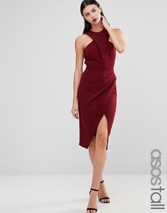 Облегающее платье-футляр миди с лифом из крепа ASOS TALL - Красный