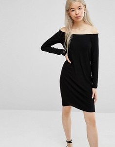 Платье с открытыми плечами Weekday - Черный