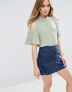 Блузка в стиле casual с завязками на рукавах ASOS - Зеленый