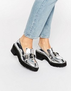 Серебристые туфли на толстой плоской подошве Kat Maconie Salma - Серебряный
