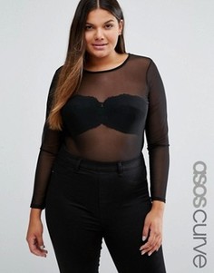 Боди из сеточки ASOS CURVE - Черный