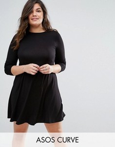 Свободное платье с длинными рукавами ASOS CURVE - Черный