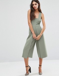 Комбинезон с юбкой‑брюками с запахом ASOS - Зеленый