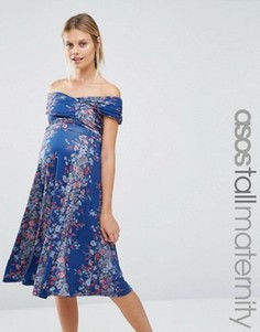 Платье миди для беременных с открытыми плечами ASOS Maternity TALL - Мульти