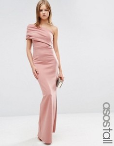 Платье макси на одно плечо с броской молнией ASOS TALL - Розовый