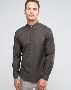 Строгая рубашка из 100% хлопка с длинными рукавами Selected Homme - Серый