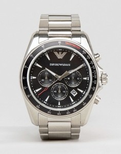 Серебристые часы с хронографом Emporio Armani AR6098 - Серебряный
