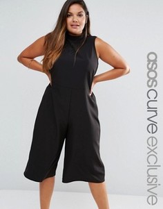 Комбинезон с широкими штанинами и высокой горловиной ASOS CURVE - Черный