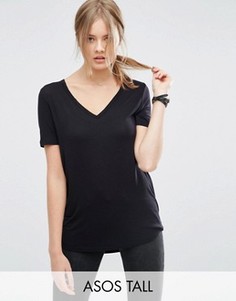 Футболка с короткими рукавами и удлиненной спинкой ASOS TALL The New Forever - Черный