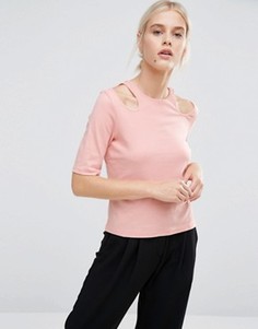 Топ с вырезами на плечах Monki - Бежевый