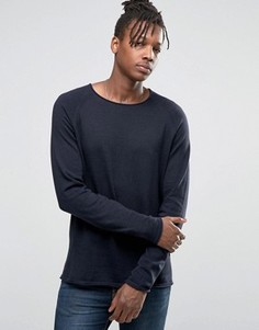 Трикотажный джемпер с круглым вырезом и необработанным краем Jack &amp; Jones - Темно-синий
