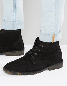 Черные замшевые ботинки чукка на камуфляжной подошве ASOS - Черный