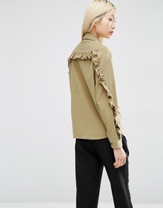 Повседневная рубашка с оборками на рукавах ASOS - Зеленый