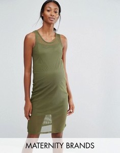 Облегающее сетчатое платье для дома для беременных Bluebelle Maternity - Зеленый