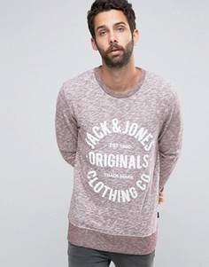 Меланжевый свитшот с принтом Jack &amp; Jones Originals - Красный