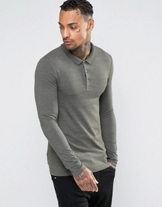 Поло цвета хаки с длинными рукавами ASOS - Зеленый