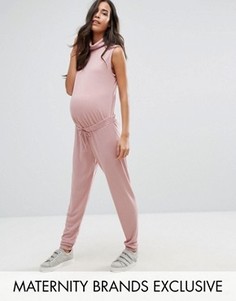 Свободный комбинезон для беременных с высоким воротом в рубчик Missguided Maternity - Фиолетовый