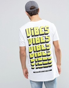 Удлиненная футболка с принтом на груди и спине ASOS - Черный