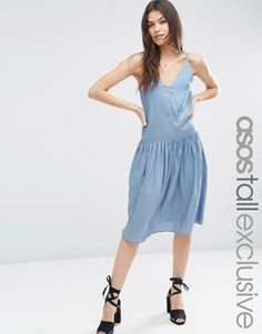 Платье мини в стиле 90‑х с заниженной талией ASOS TALL - Синий
