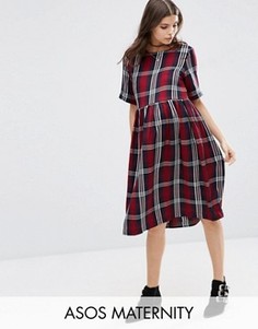 Платье для беременных в клетку с короткими рукавами ASOS Maternity - Мульти