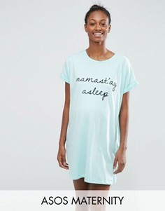 Футболка для сна с принтом Namastay Asleep для беременных ASOS Maternity - Зеленый
