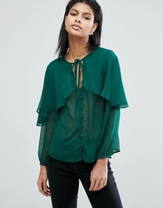 Блузка с кейпом и завязкой ASOS - Зеленый