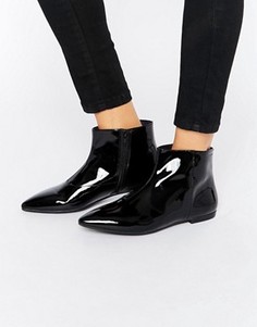 Черные ботинки из лакированной кожи на плоской подошве Vagabond Katlin - Черный