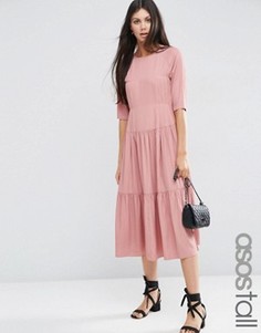 Платье макси со складками спереди ASOS TALL - Розовый