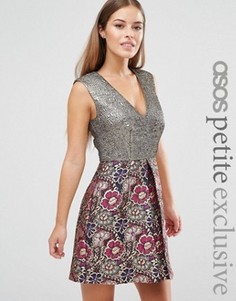 Жаккардовое платье мини с цветочным принтом ASOS PETITE - Мульти