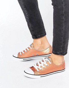 Кроссовки цвета розового золота металлик Converse All Star - Золотой